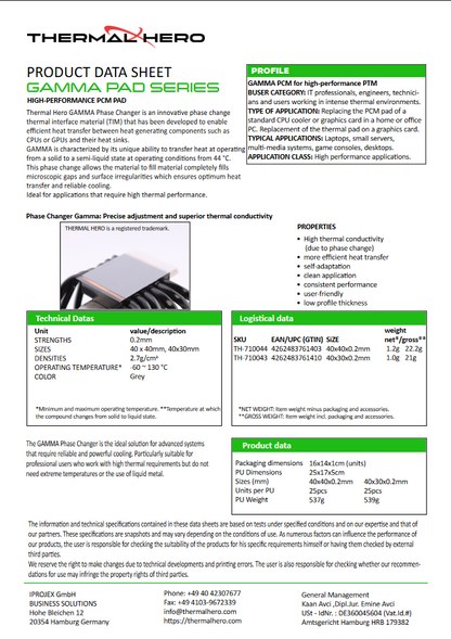 Gamma Phase Changer Pad